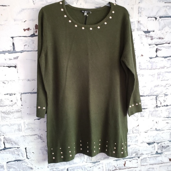 Sweaters - NWT Olive Green Studded Sweater Sweaters - NWT Olive Green Studded Sweater